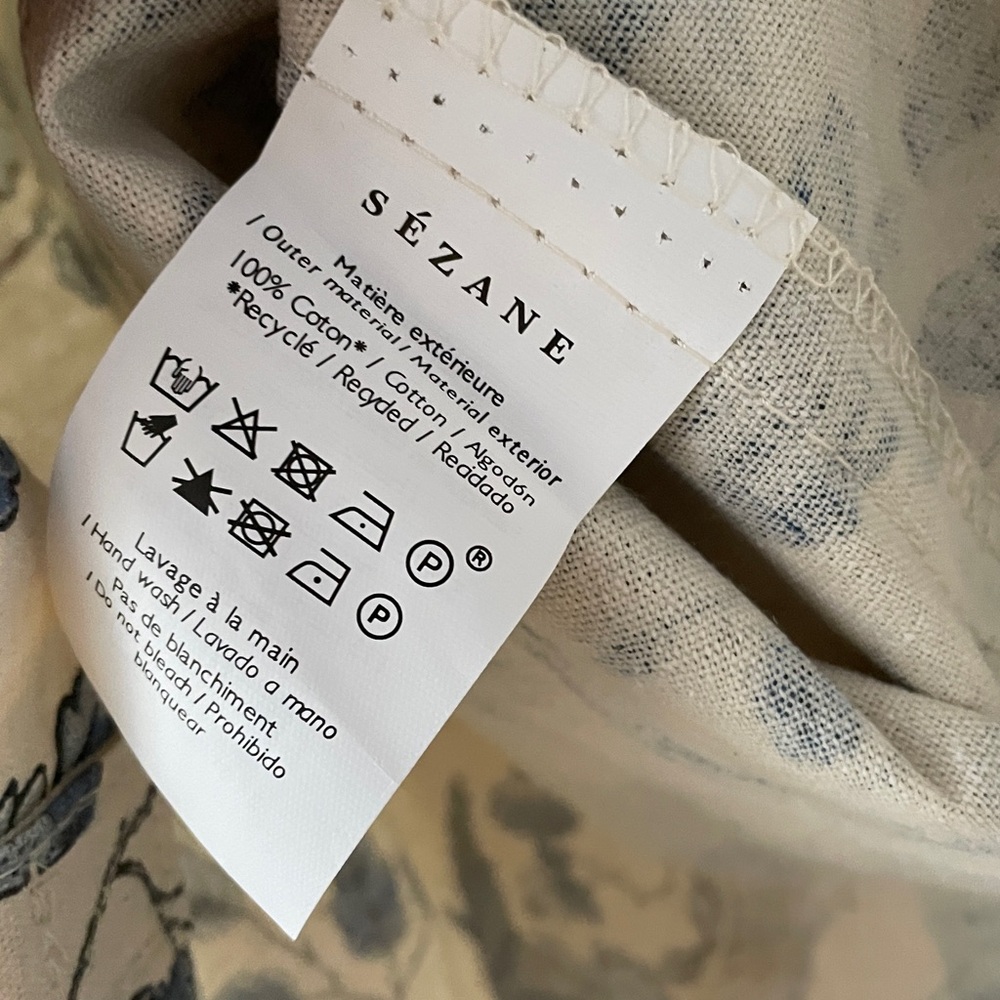 Sezane & Antoinette Poissons Blue floral Bird Print Totebag. - Picture 5 of 7